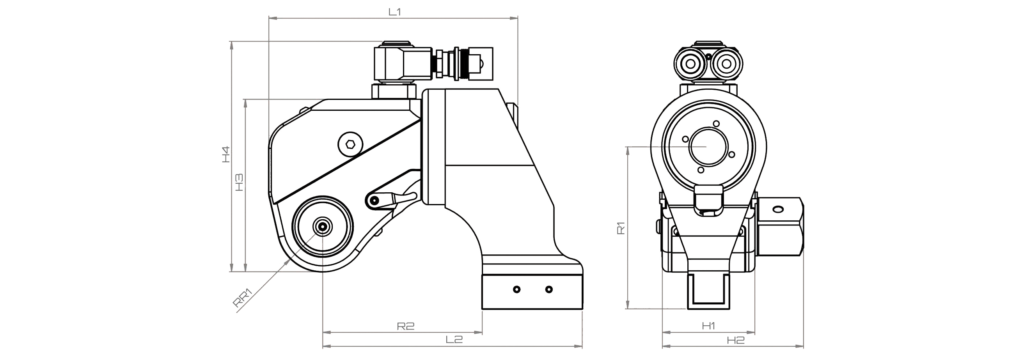 Line drawing of the MaxDrive for measurements.