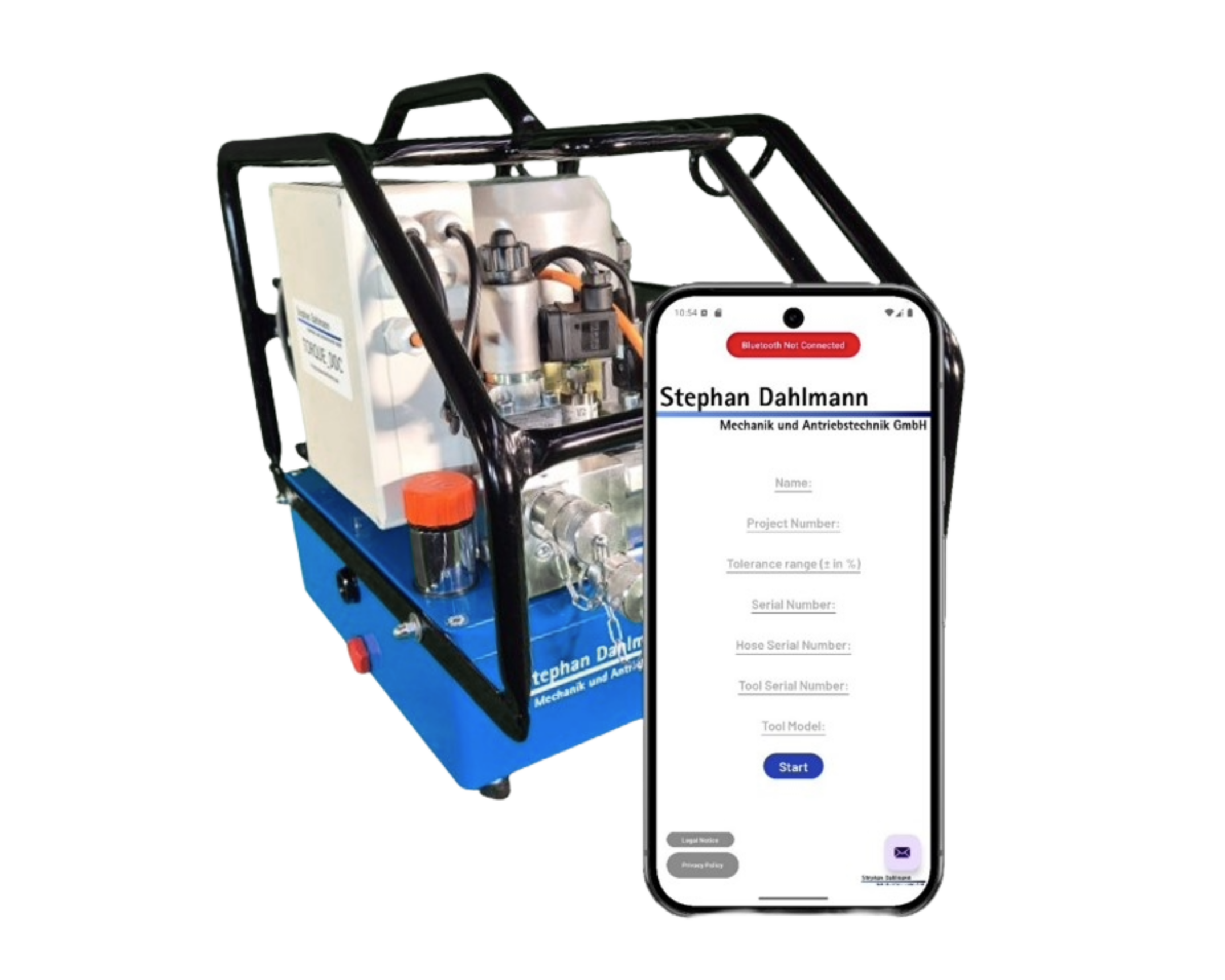 Stephan Dahlmann TORQUE_DOC Pump with a phone in front displaying the pump app